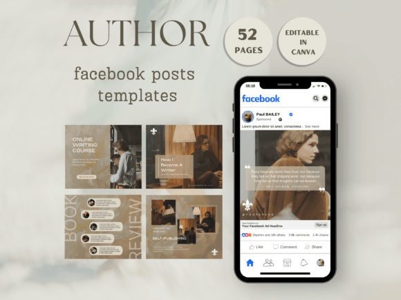Download Facebook Posts Template for Authors - Premium Resources