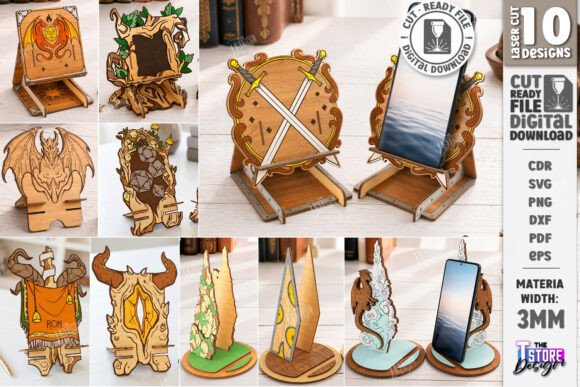 Download Dragon Phone Stand Laser Cut Bundle |CNC - Phone Collection